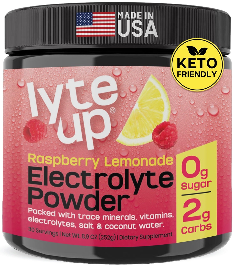 Nutriana Keto Electrolytes Toz No Sugar - Zero Carb & Zero Calorie Electrolyte Drink Mix - Sugar Free Electrolytes for Hydration Toz - Fasting Electrolytes Raspberry Lemonade Flavor