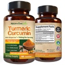 Turmeric Curcumin with Black Pepper Extract (Bioperin) & Organik Turmeric Vegan Ortak Destek Supplement. Sağlıklı Ortaklar ve Immune Desteği için% 95 Curcuminoids 1965mg Supplement for Health Commons & Immune Support. 180 Capsules