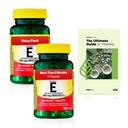 Spring Valley Vitamin E Heart Health Diyetary Supplement Softgels, 180 mg (400 IU), 200 Kont, 2-Pack + Exclusive VitaMax Vitamin Rehberi (3 Madde)