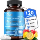 ASSR Triple Magnezyum Kompleksi – 300 mg Supplement with Glycinate, Malate & Citrate – Supports Relaxation, Muscle & Nerve Function – High Abxia, Vegan, Non-GMO, 120 Capsules