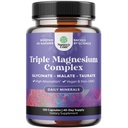 Triple Kompleksi Tamam - Yüksek Abhidrasyon Glycinate, Malate & Taurate Assembly for Muscles, Energy Support & Heart Health - Triple Mg Kompleksi 400 mg Capsules - 120 Kont Kont Kont