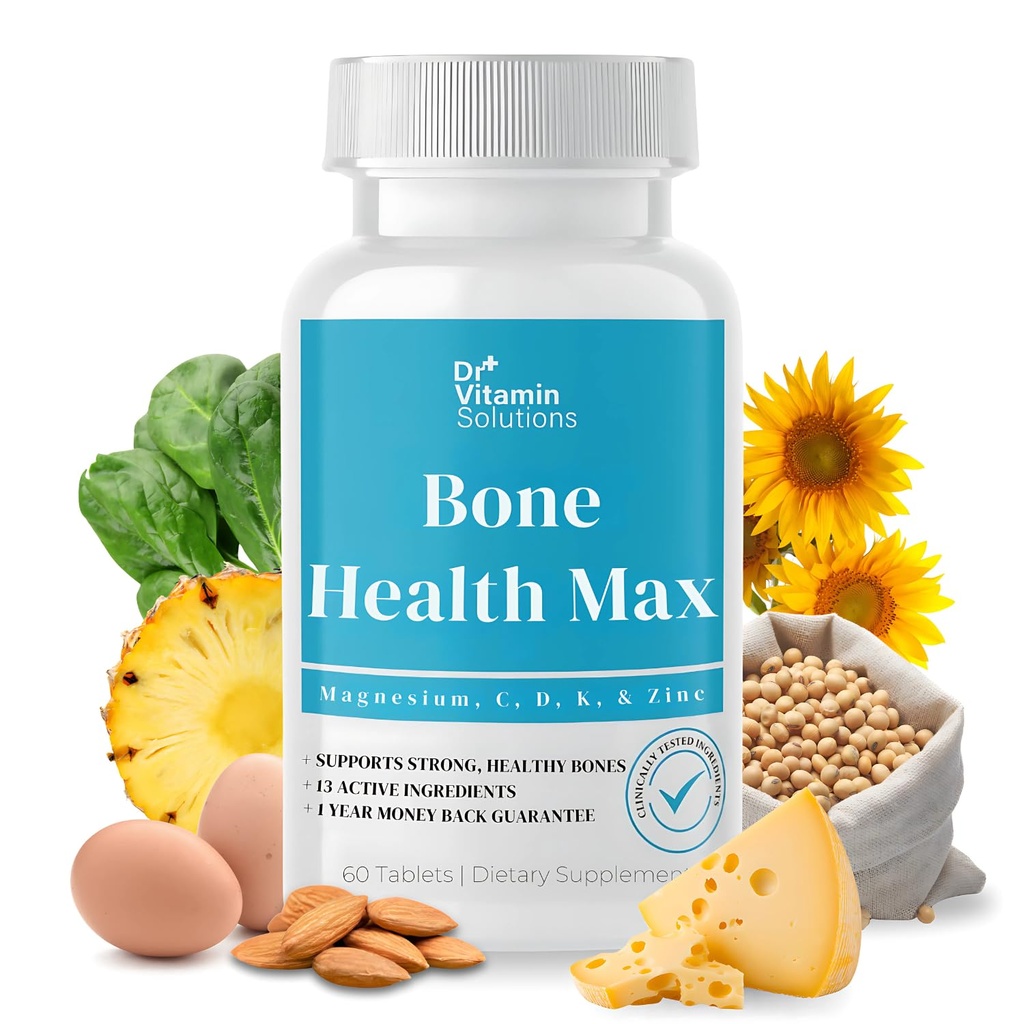 DR VITAMIN SOLUTIONS Bone Health Max - Gelişmiş ve Magnezyum & Supplement D3, Bromelain & Ipriflavone - Güçlü Bones & Ortak Destek için 60 Tablet