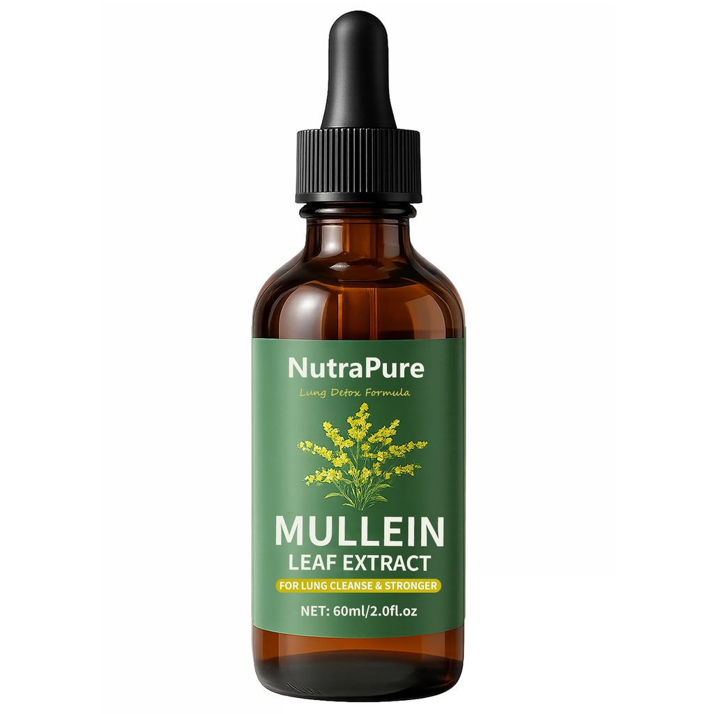 Nutrapure Mullein Extract Drops for Lung, Organic Mullein Leaf Supplement Support Lung Cleanse & Detox Health & Respiratory Comfort & Boosts Immune - 2.0fl.oz (1)