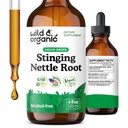 Wild & Organic Sting Nettle Tincture - Erkekler ve Kadınlar için Nettle Root Extract Drops - Sıvı Urtica Dioica Tamam - Vegan, Şeker & Alkol Özgür - 4 fl oz