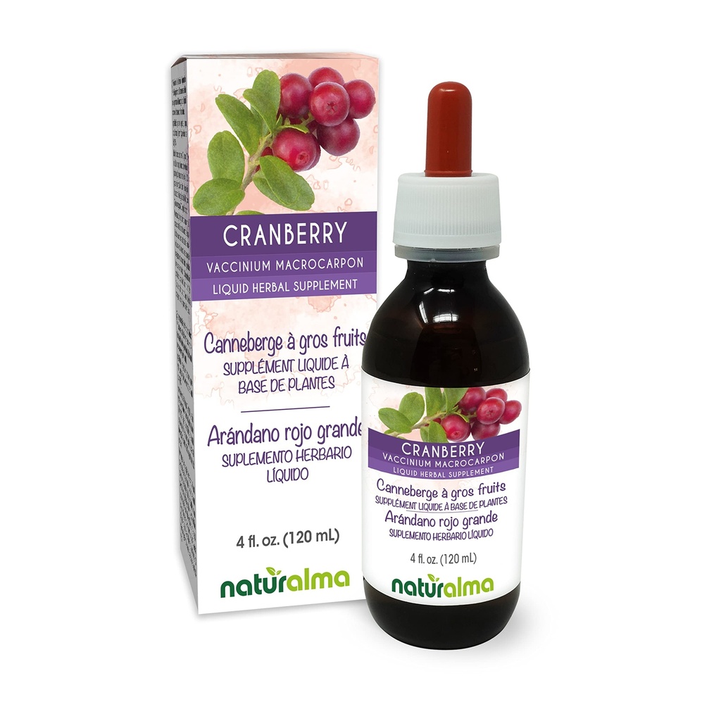 Naturalma Cranberry (Vaccinium makrocarpon veya Oxycoccus makrocarpos) Meyve Alkol-Free Tincture - 4 fl oz Sıvı Ekstraksiyon - Herbal Supplement - Vegan