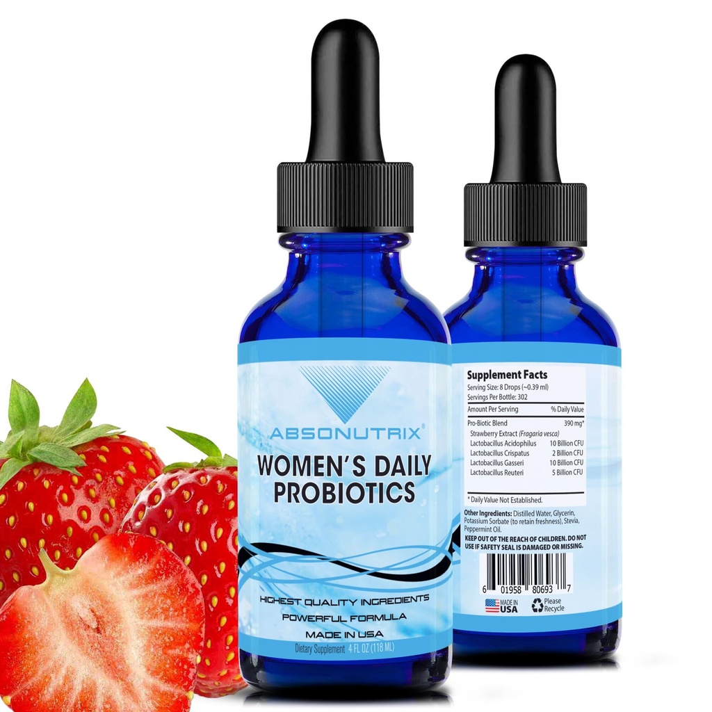 Absonutrix Women's Daily Probiyotiks 390 mg, 4 Oz Liquid, 302 Hizmet, ABD'de Yapıldı, Hızlı Aborpsiyon, Kalite Potent Malzemeler, Non-GMO, GMP sertifikalı Tesis, Cruelty-Free Products