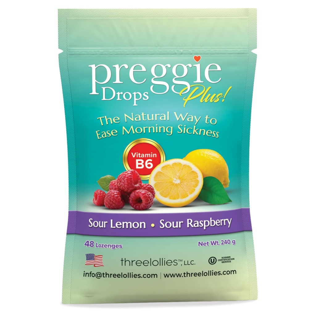 Preggie Pop Drops Plus Vitamin B6 - Sabah Hastalığı Yardımı B6 Vitamin B6 ile kabul edildi. Hamile Kadınlar için Yardım İçin Preggie Pops. Sour Raspberry & Sour Lemon 48 Count