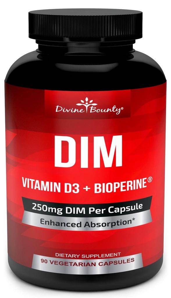 D3 Plus BioPerine ile Vitamin 250 mg - Diindolylmethane Menopause & Estrogen Support, Hormonlar Kadınlar ve Erkekler için Denge Desteği - 90 Vejetaryen Caps