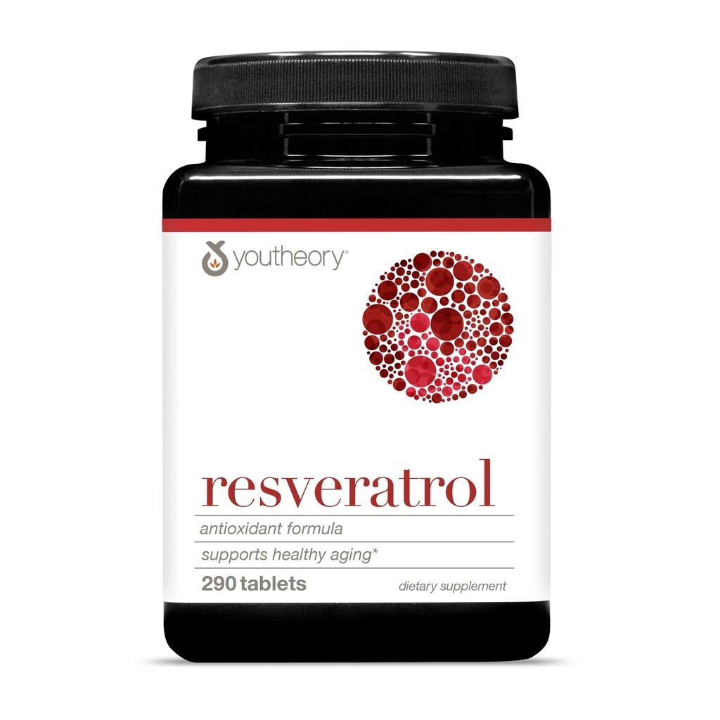 Youtheory Resveratrol Gelişmiş Antioksi Formula - Super-Fruit Mix ile Premium Antioksi Supplement - Contains ResVida - Süt, Soy & Gluten Ücretsiz - 290 Tabletler