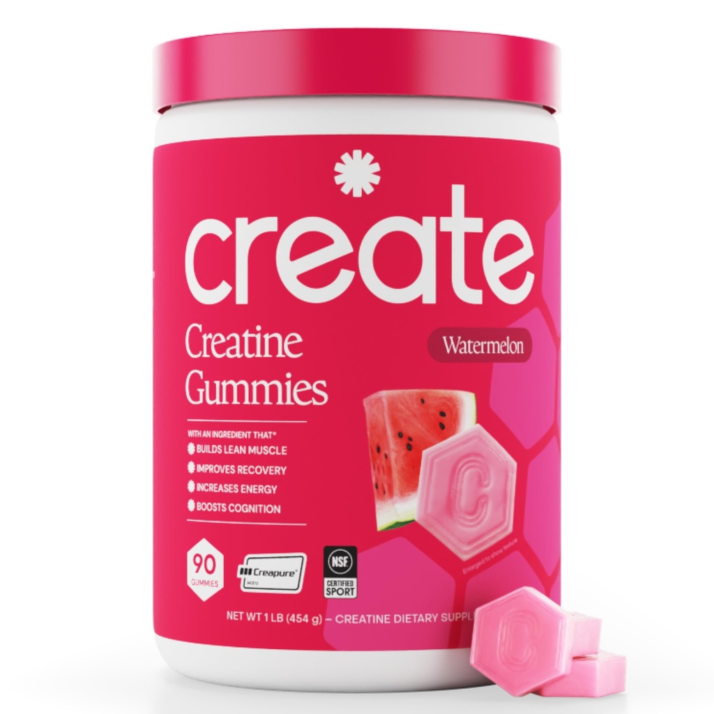 Erkekler ve Kadınlar için Kreatifler Yaratın - Güçlendirici, Güçlü ve Endurance, Anti-Melting Formula, Vegan, Gluten-Free, Non-GMO, 1.5 Gramtine per Gummy (Watermelon, 90 ct)