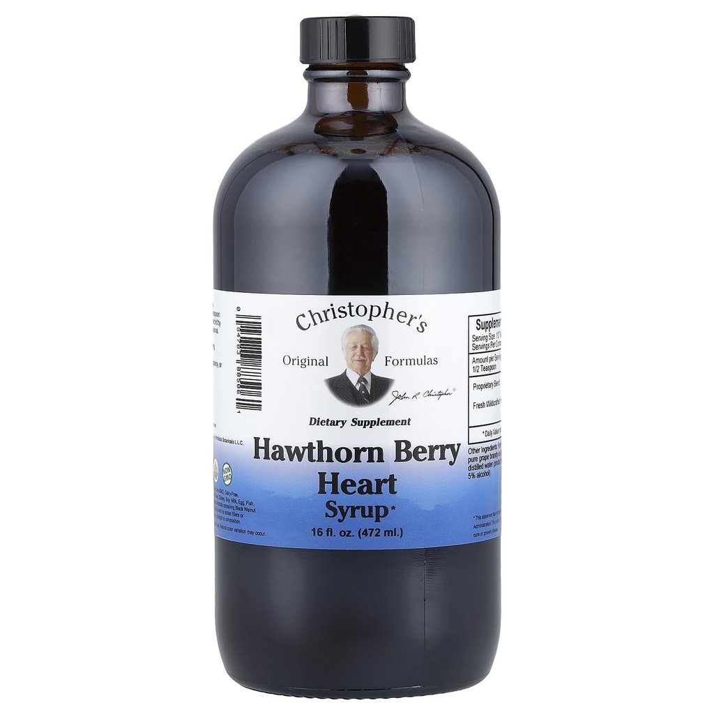 Christopher'ın Orijinal Formulaleri Hawthorn Heart Syrup - 16 fl oz | Natural Herbal Mix for General Wellness