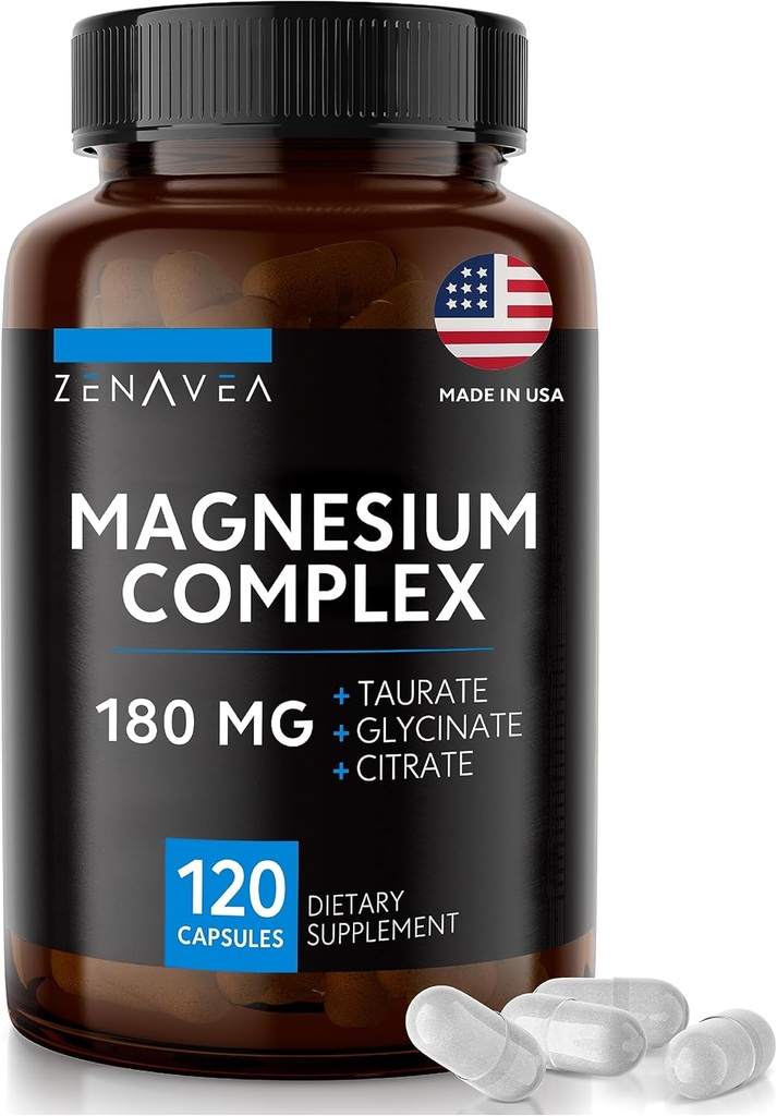 Triple Complex Supplement (120 Vegan Capsules) - Magnezyum Glycinate Taurate ve Citrate - Calm Magnezyum Kompleksi Supplements