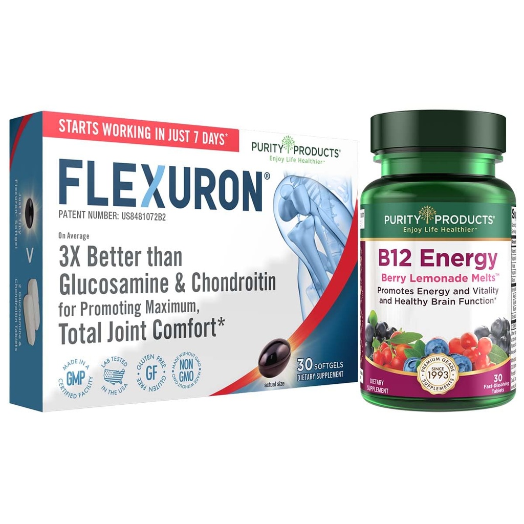Saf Ürünler Flexuron Ortak Formula + B-12 Enerji Melt Flexuron (Krill Oil, Low Molecular Kilo Hyaluronic Acid, Astaxanthin) - B12 Enerji Melt (Methylcobalamin B12, D3, Biotin + Daha Fazla)