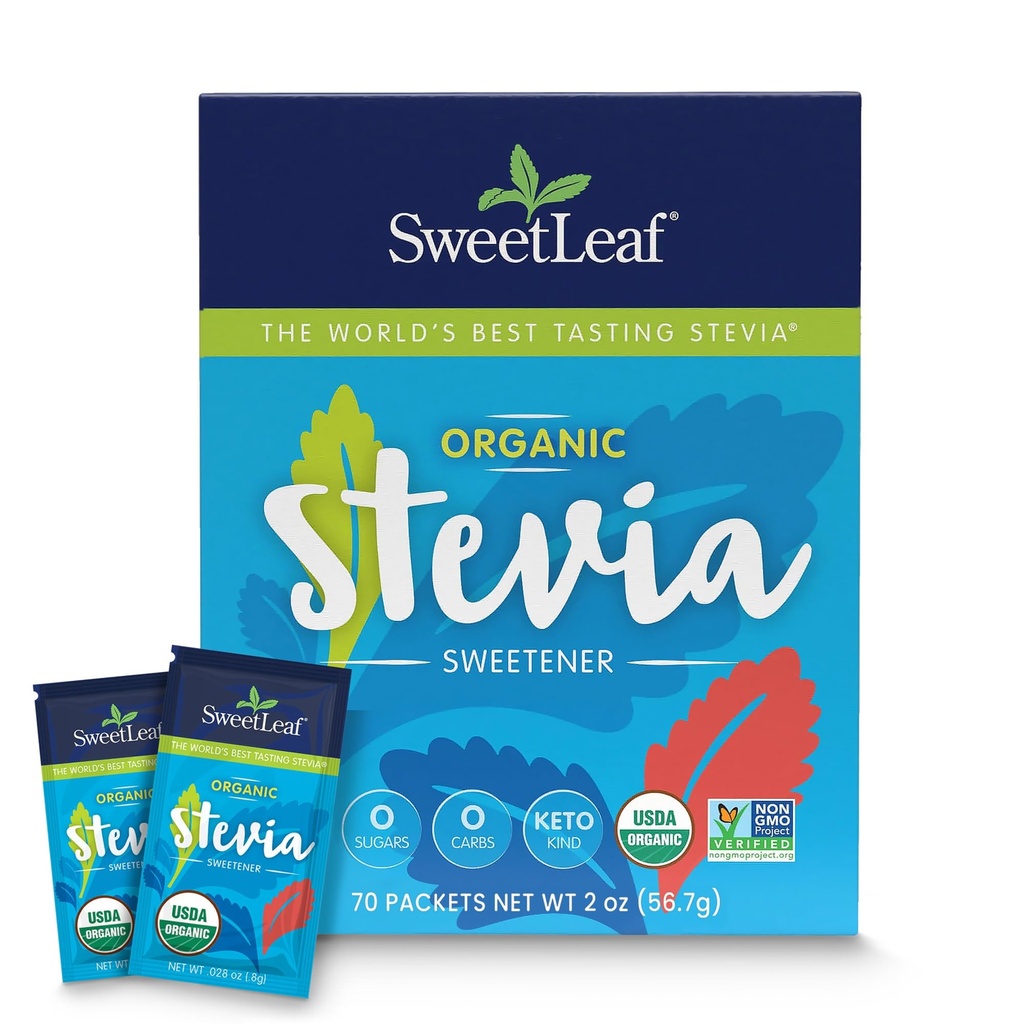 SweetLeaf Organic Stevia Toz Paketleri - Zero Calorie Sweetener with Stevia Leaf Extract, No Yapay Sweetenermix, Sugar Free, Keto Friendly, Non GMO, Gluten Free - 70 Packets (Pack of 1)