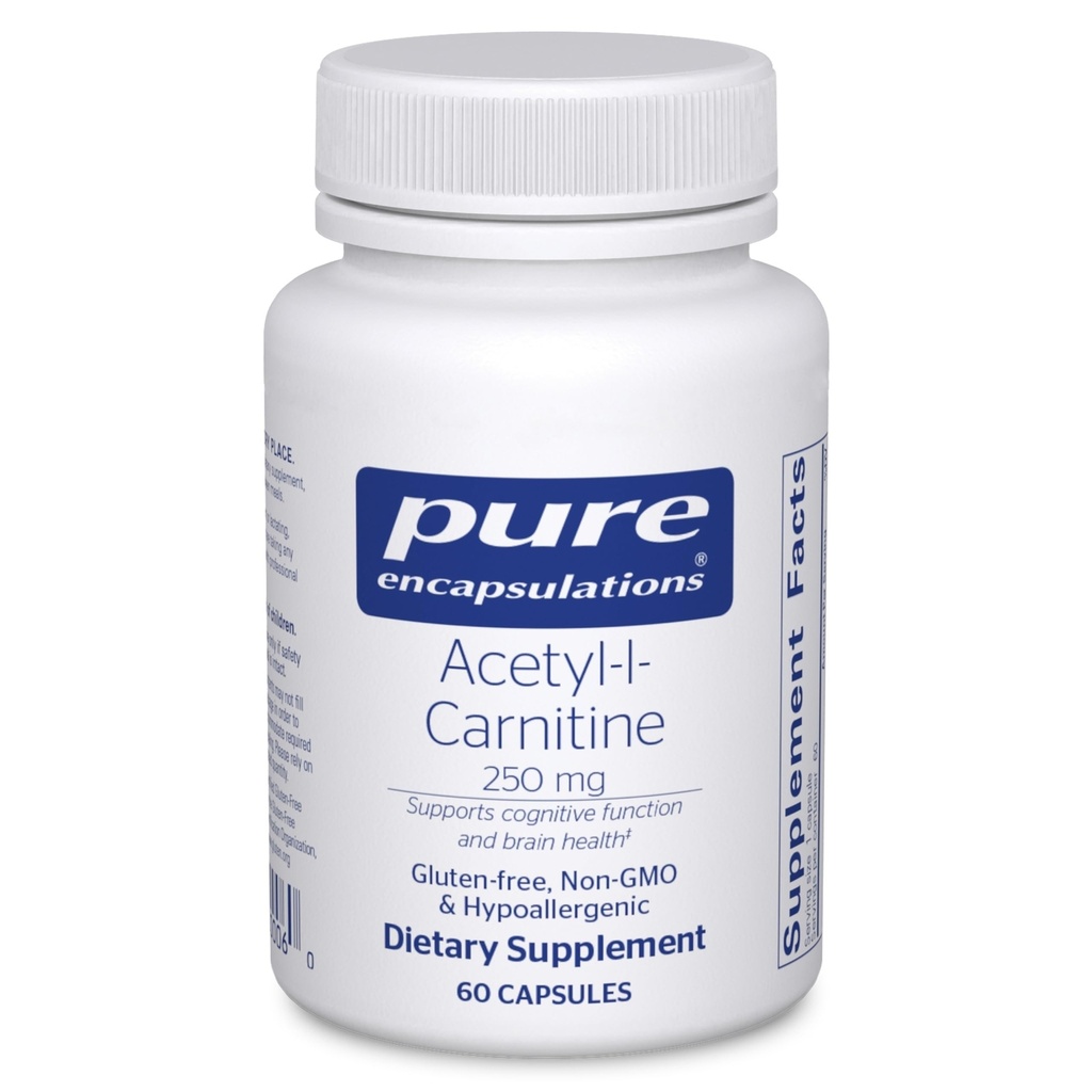 Pure Encapsulations Acetyl-L-Carnitine 250 mg - Memory & Brain Supplement - Beyin Destek & Focus* - Gluten Free & Non-GMO - 60 Capsules