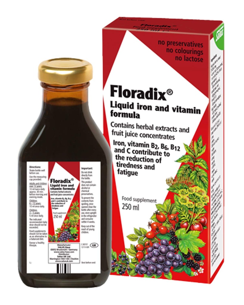Floradix Floravital Sıvı Demir ve Vitamin Formula 8.5 fl.oz. - 250 ml. - Almanya'da Made ( Pack)