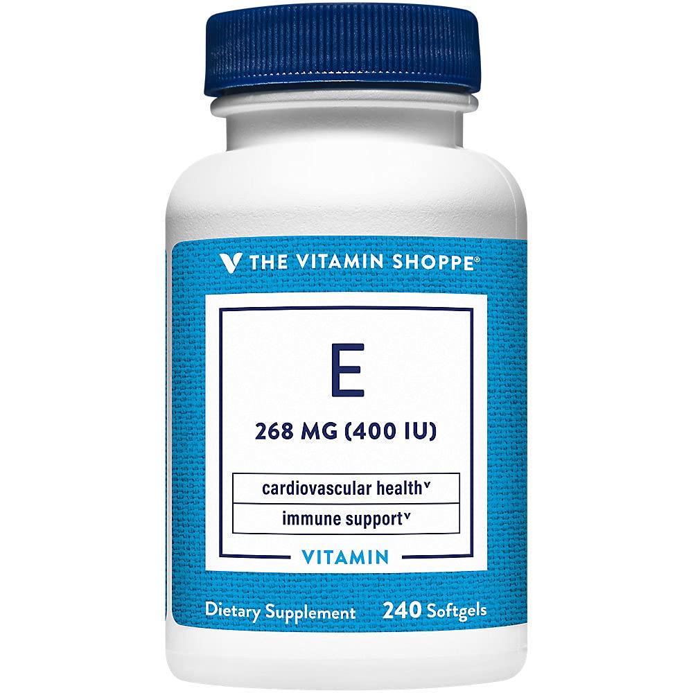 The Vitamin Shoppe Vitamin E 400IU - Antioxidant Support for Skin Health & Immune Function, Daily Vitamin (240 Softgels)