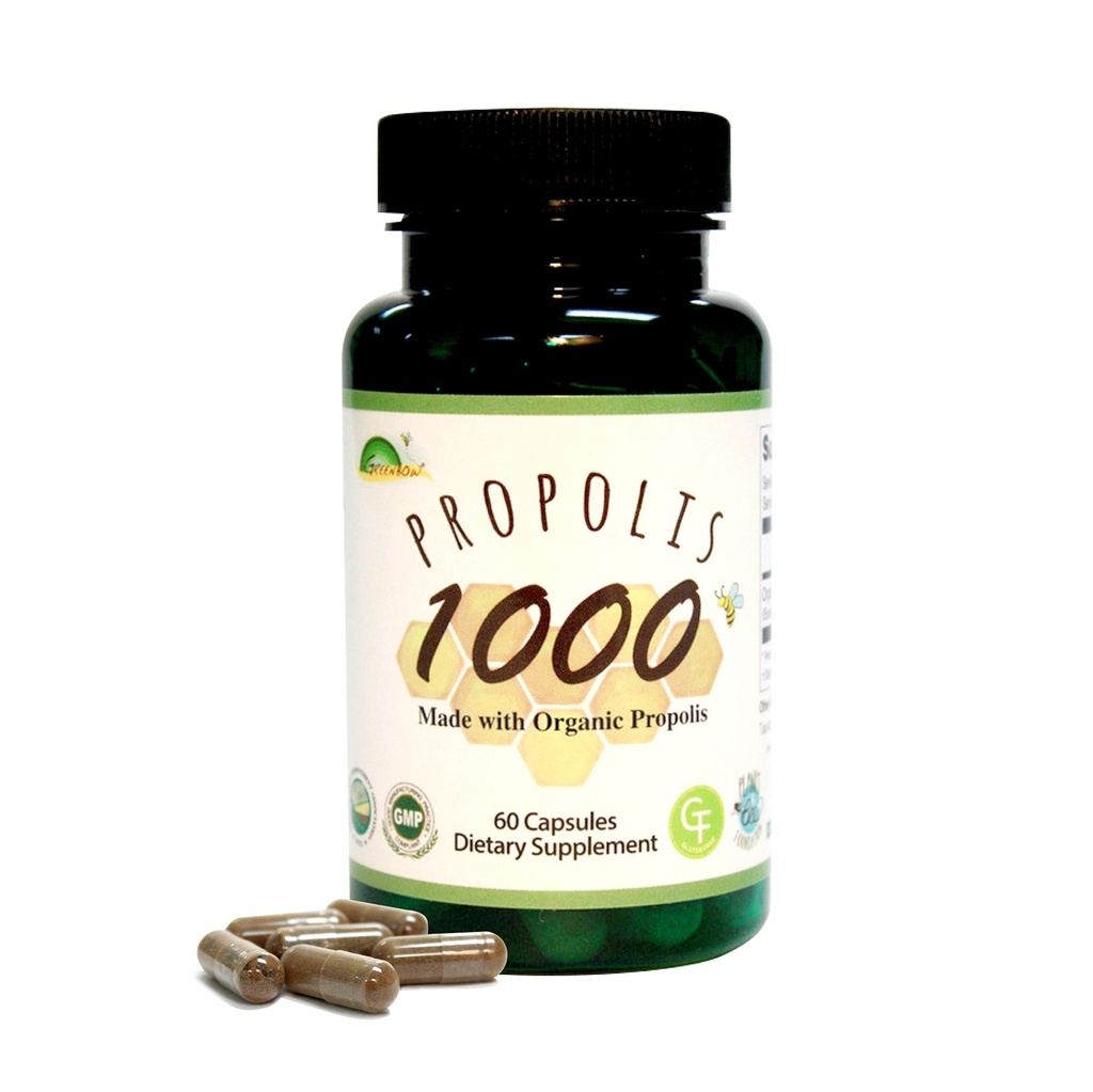 GREENBOW Propolis 1000 mg NonGMO Organik Propolis 60 Capsules VEGAN CAPSULES