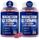 Magnezyum Glycinate 500 mg/250 mg for Yetişkinler için - Plus D3,B6 & çinko - Magnezyum Glycinate Gummies, Yüksek Aborpsiyon - Rahatlama için Destek,Brain,Bone & Immunity Health - Sugar Free - 120Cts