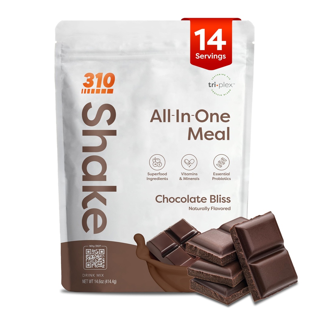 310 Beslenme All-In-One Meal Change Shake Toz - Plant-Based Protein Smoothie Blend w/High Fiber, Probiyotiks & Adaptogens - Low Carb, Vegan, Keto & Paleo Friendly - Bliss - 14 Srv