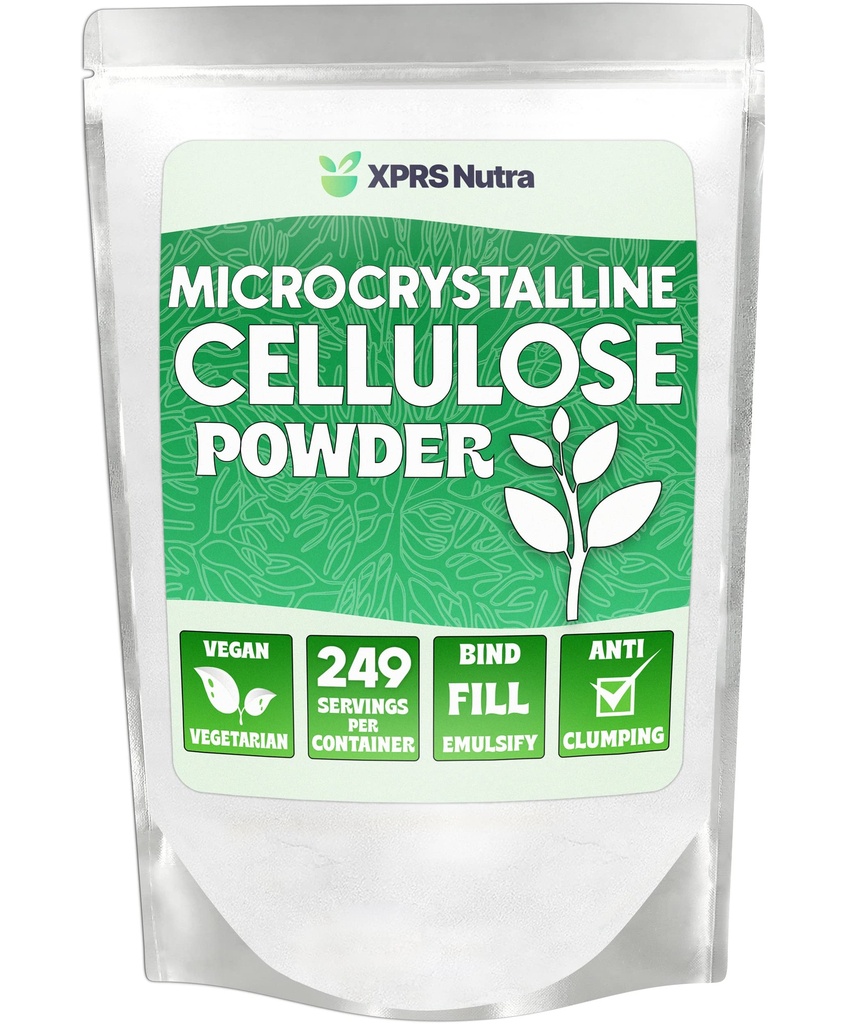 XPRS Nutra Microkristal Hücrelü Toz - Odorless Hücreülose Fiber Toz - 100% Saf Tozlu Hücrelü Tamam, Pill Binder Mix ve Cellulose Paste (1.10 Pounds) için çözülmemiş Fiberdir.