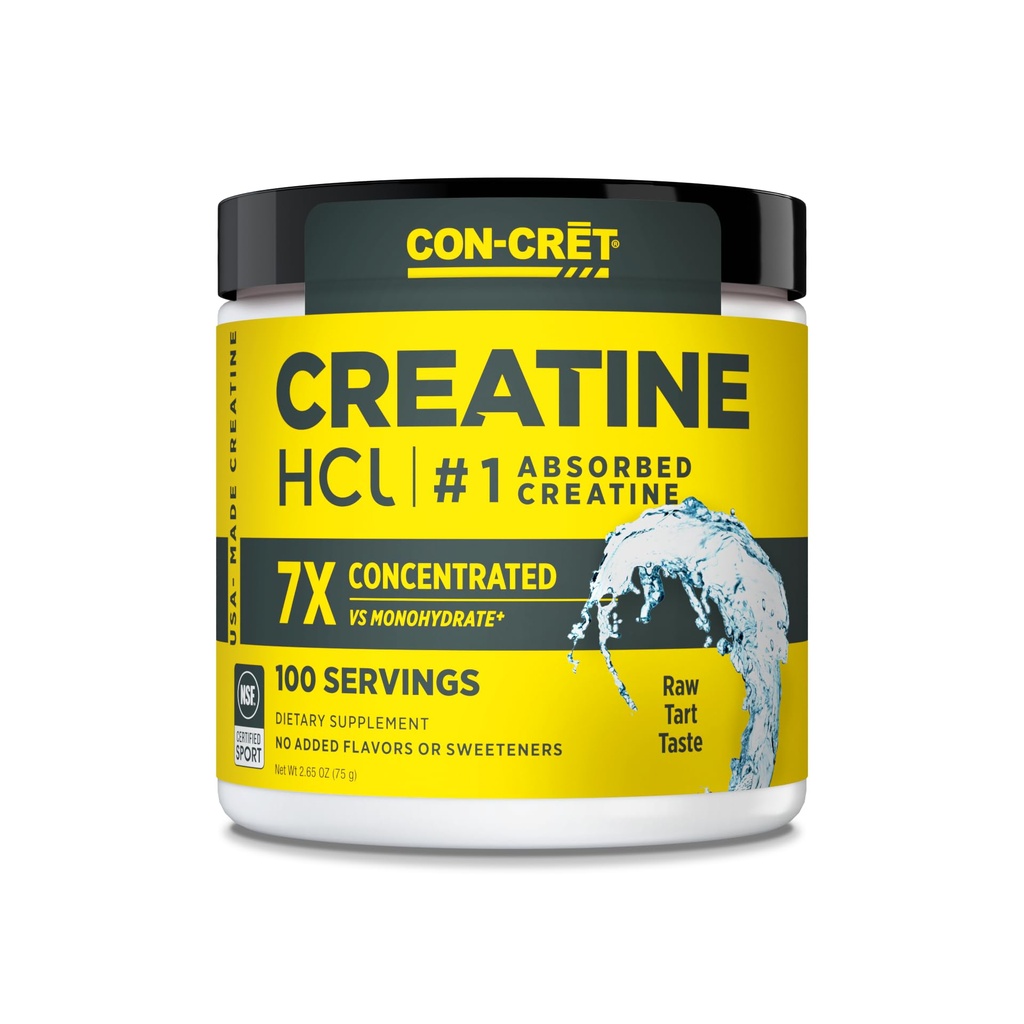 CON-CRET Tinatine HCl Toz | Kas, Bilişsel, Hücresel Enerji Desteği | Bloating or Cramps | USA Made & NSF Sertifikalı | Unflavored (100 Hizmet)