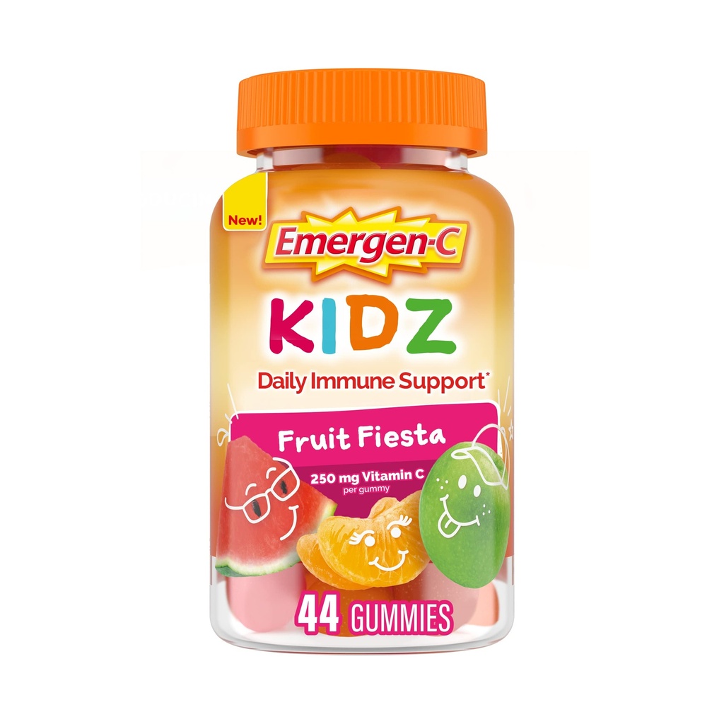 Emergen-C Kidz Daily Immune Support Diyetary Supplements, Flavored Gummies with Vitamin C and B Vitamins, Fruit Fiesta Flavored Gummies, Back to School Essentials - 44 Kont