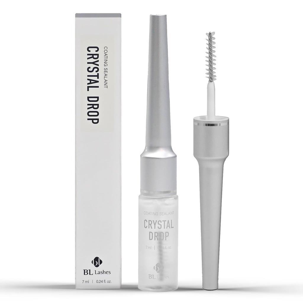 BL Lashes Crystal Drop | Lash Sealant for Long-Lasting Lash Extensions Retention, Waterproof Coating, Brush Type Lash Sealer (0.24 fl.oz, Clear)