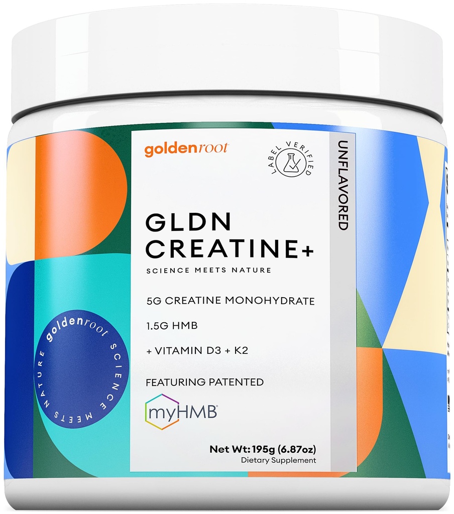 GLDN Kretine - HMB ile devam eden Kas Destek ve Kurtarma için D3 ve K2 Kemik ve Ortak Sağlık için Tasarlandı - Kadınlar ve Erkekler için Tasarlandı - Unflavored Toz - 30 Servet