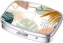 Nipichsha Pill Box, Küçük Pill Case for Purse & Pocket, Cute Travel Medicine Organizer, Portatif Tıp Konteynerleri Vitaminleri, İlaçları, Fish Oil & Supplements, Boho Leaves