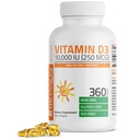 Bronson Vitamin D3 10.000 İ (250 mcg) Yüksek Potency - Sağlıklı Immune Sistemi, Güçlü Bones, Kass & Teeth - Non GMO, 360 Softgels