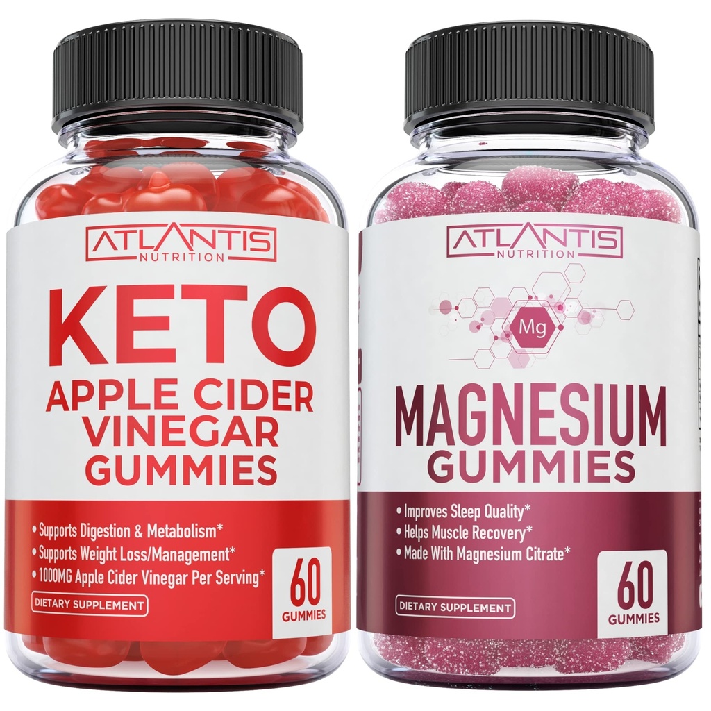 60 Keto Apple Cider Vinegar Gummies Gelişmiş Kilo Kaybı + 60 Magnezyum Gummies Formalted with 770 MG Citrate.