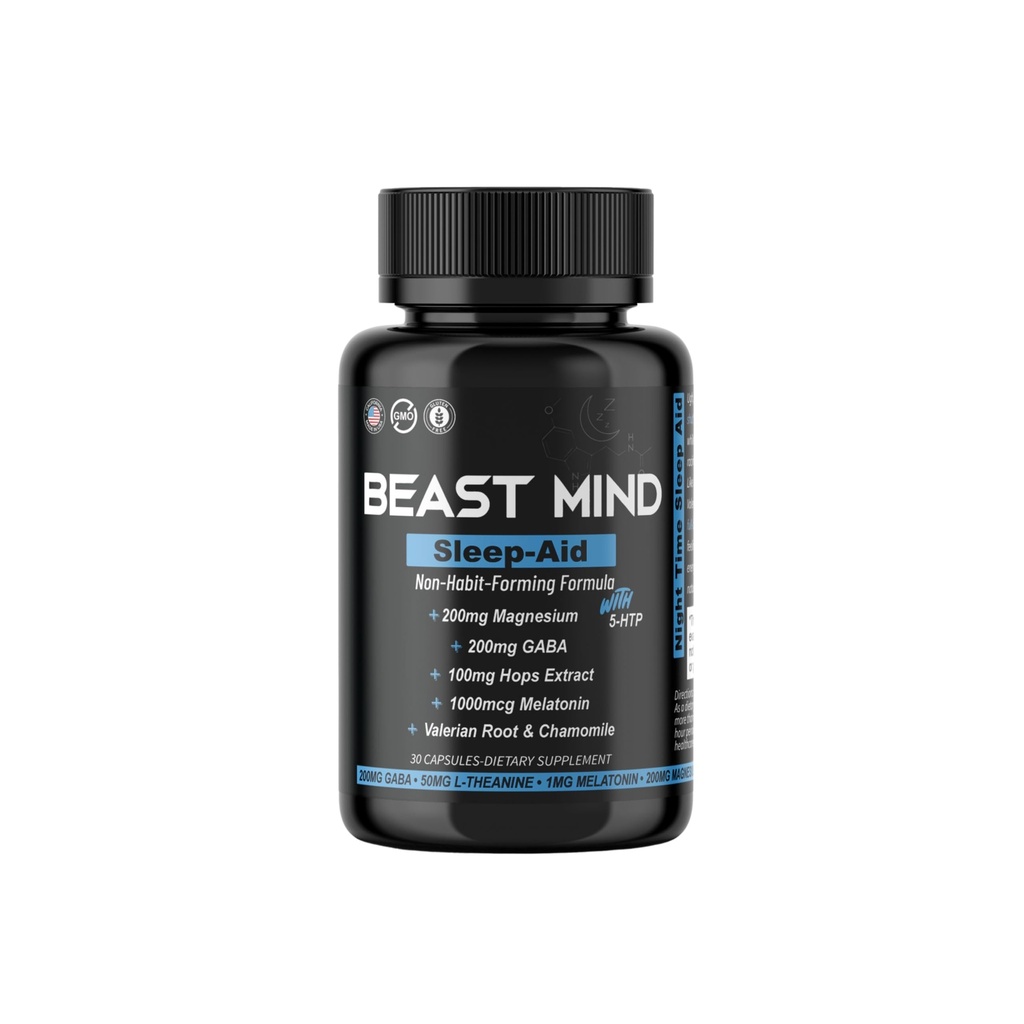 Uyku Desteği Oluşturma: Uyanın - Melatonin, GABA, Valerian Root, Chamomile, Magnezyum for Restful & Deep Sleep - 30 Capsules