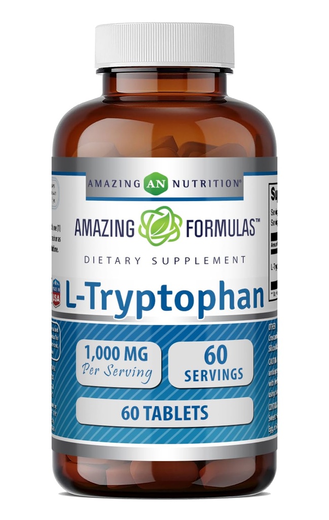 Amazing Formulas L-Tryptophan 1000mg 60 Tablets Supplement | Non-GMO | Gluten Free | Made in USA