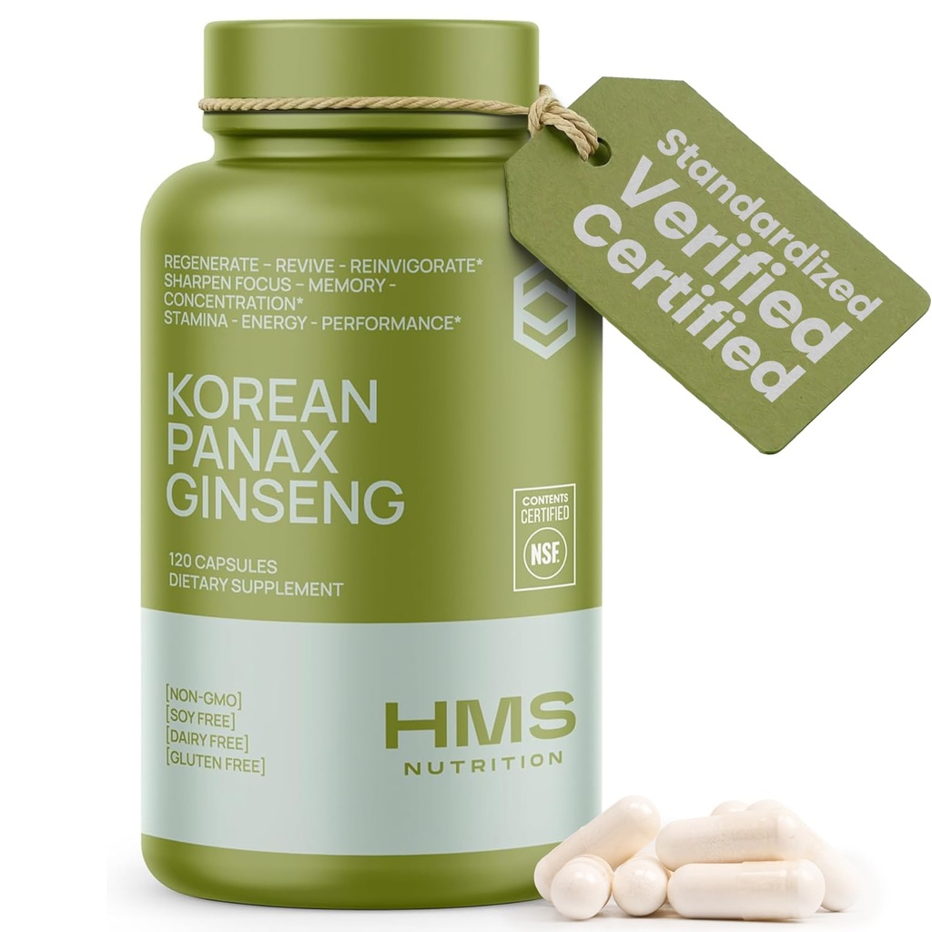 Kore Red Panax BTC 2000 mg 120 Vegan Capsules Super Strength Extract NSF sertifikalı Supplements, High Ginsenosides Supports Energy, Stamina, Performans ve Clarity