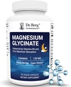 Dr. Berg Magnezyum Glycinate with Vitamin D & B6 for Stress Relief, Calm, Relaxation, & Good Sleep* - 120 mg Magnezyum Bisglycinate Capsules - High Abxia Chelated Glycinate - 90 Cap