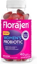 Florajen Kadın Probiyotik Gummies - Triple-Action Prebiyotik + Probiyotik + Cranberry for Digestive, Urinary, & Immune Support - Fast-Acting - Vegan & Gluten-Free - 40-Count