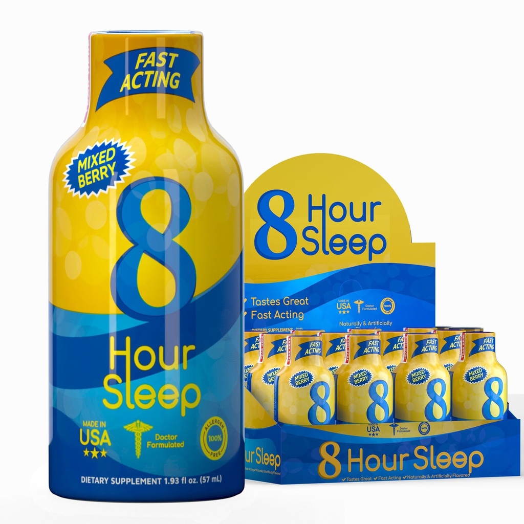 Enerji 8- Saat Uyku Shot Karma Berry 12 Paketi, Melatonin, 5-HTP, GABA, Valerian, Lavender, Sleep Aid Support, Deep Rest & Relaxation, Zero Sugar, Gluten-Free, Vegan, Kosher, 1.93 fl ozzz