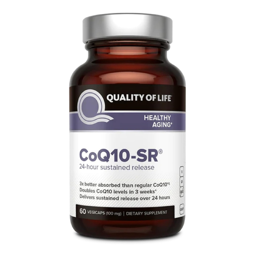 Life'ın kalitesi Güçlü CoQ10 Sustained, Geliştirilmiş Aborpsiyon için MicroActive Supplement, 100 mg of Per Capsule Supports Immune, Enerji - 60 Sebze Capsules