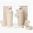 Paradise Set – Stainless Steel Shaker Bottles (2-Pack, 24 oz) | Malibu Sands (Creamy Pink) + Joshua Dusk (Warm Gray)