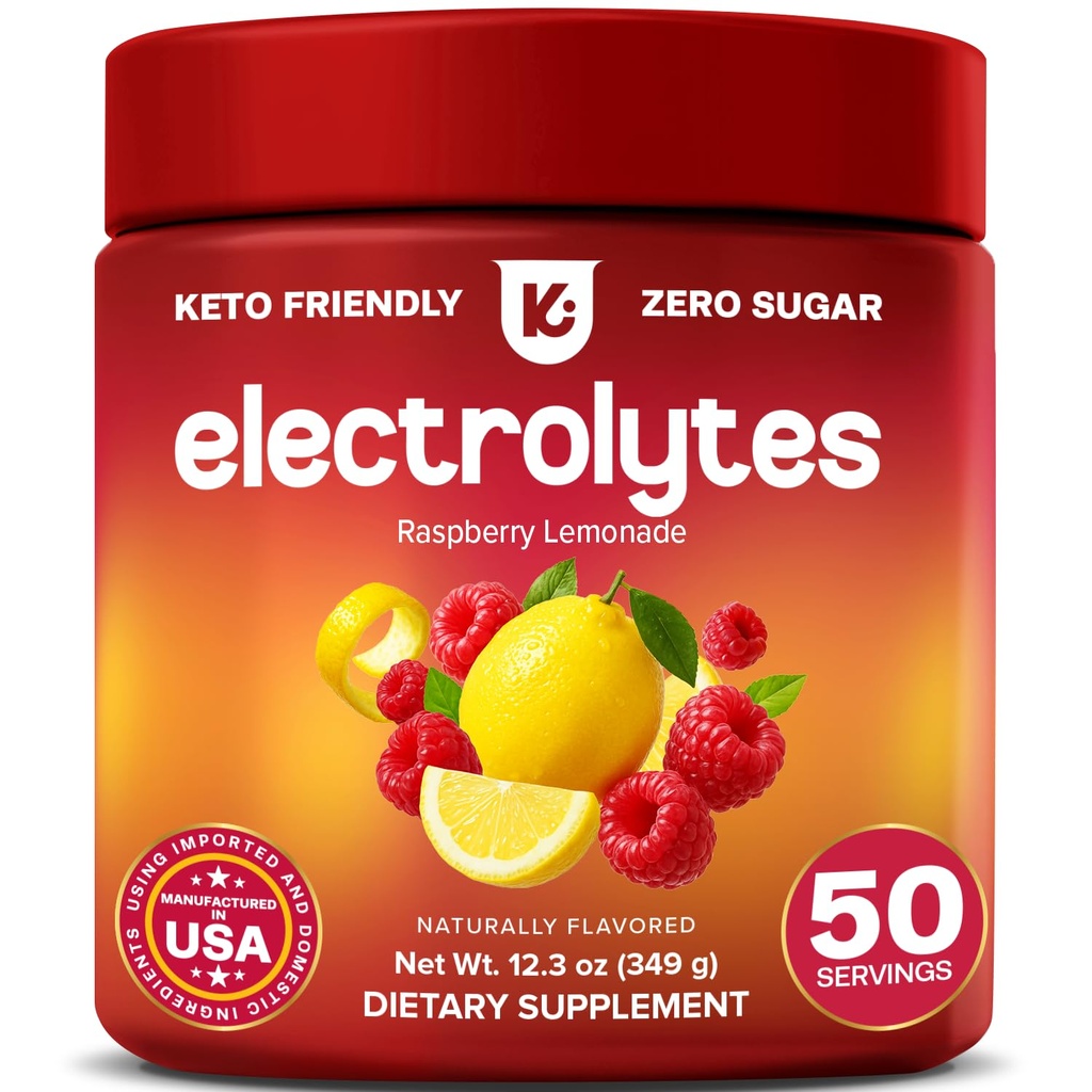 Keppi Electrolytes Toz - Raspberry Lemonade Flavor 50 Hizmet - Magnezyum, Pyumyum, sodyum – Keto, Vegan, Fasting-Friendly, Zero Calorie Electrolyte