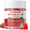 GREENPEOPLE Magnezyum Glycinate Gummies 400 mg - Sugar Free P Magnezyumyumu Magnezyum Malate, Vitamin D, B6 ve CoQ10 Calm Desteği ve Yetişkinler için Uyku - Raspberry Gummies