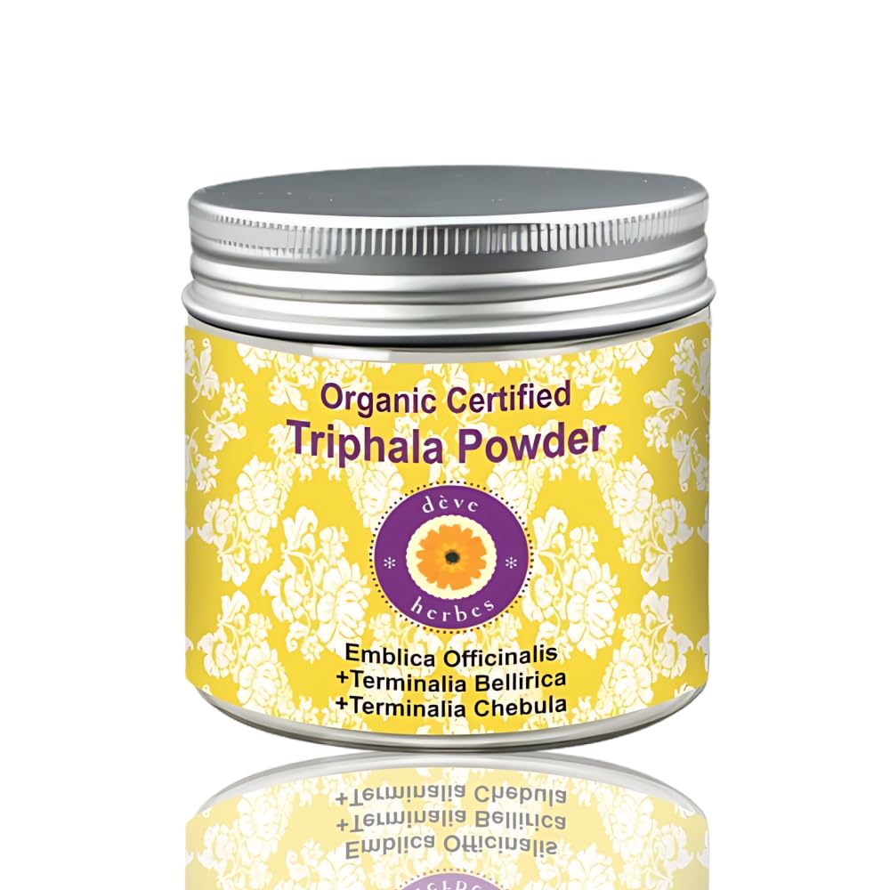 Deve Herbes Pure Triphla Toz (Emblica officinalis) + (Terminalia belerica) + (Terminalia chebula) Organik Onaylanmış Doğal Tedavi Grade 200gm, (7.05oz)