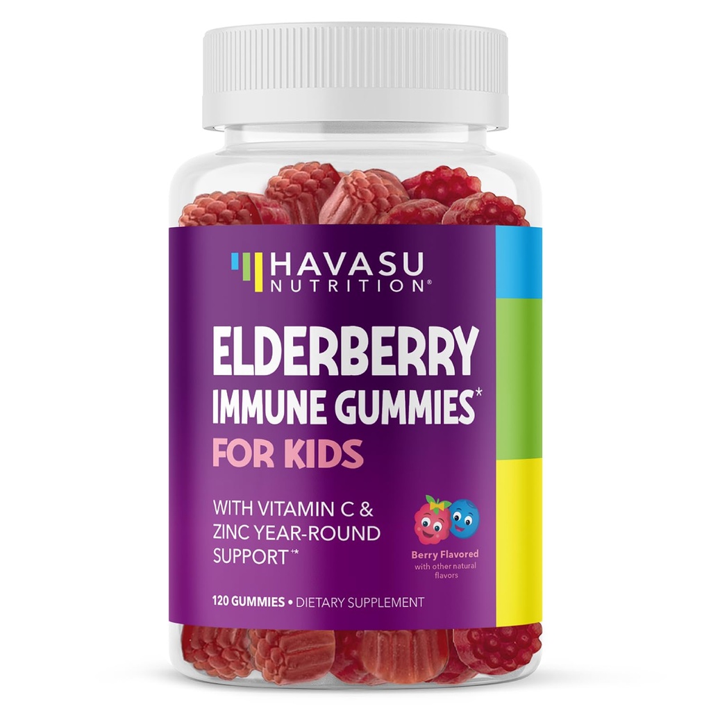 Çinko ve Vitamin C ile Çocuklar için Yaşlı Gummies - Çocuklar için Destek Supplement - 120 Kont, Vegan, Berry Flavor - Antioksis ve Essential Nutrients ile Günlük Savunma