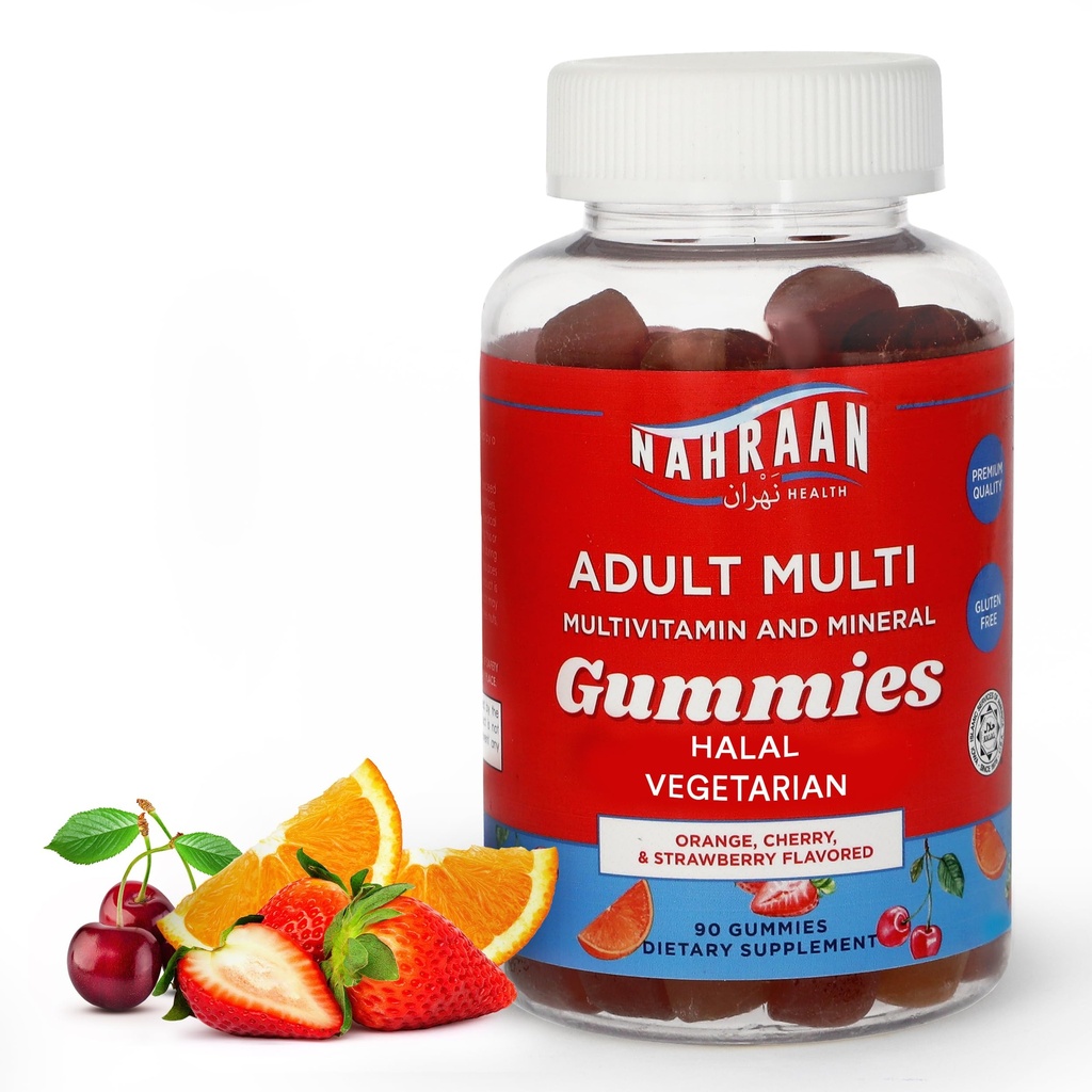 Yetişkinler için Helal Vitaminler - Kadınlar ve Erkekler için Hell Multivitaminler - A, C, D, E, B6, B12 - Vegetarian, Halal Gummies - 90 Countl