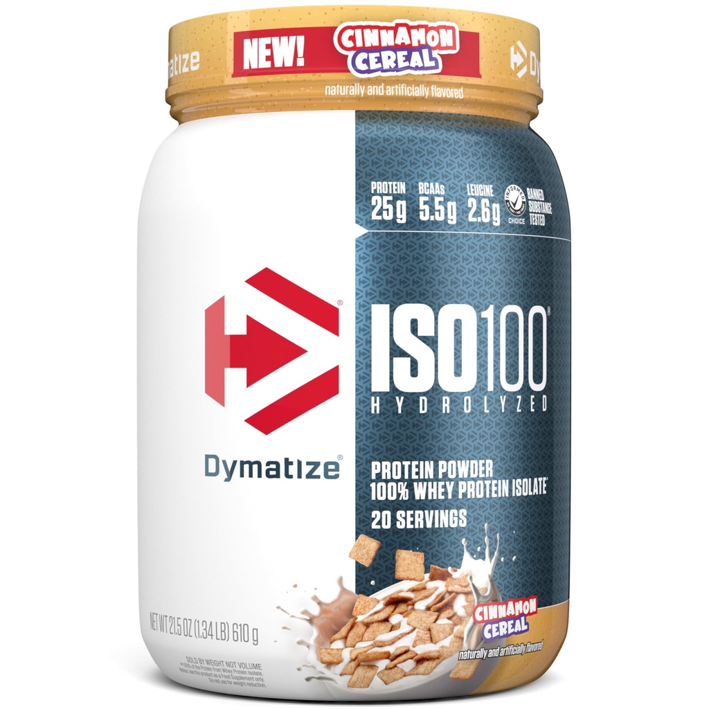 ISO100 Whey proteini Toz Isolate, Cinnamon Cereal, 25g of protein, 5.5g BCAAs, 120 Cal., Gluten Free, 1g Fat, 1g Sugar, 2g Carb (20 hizmet)