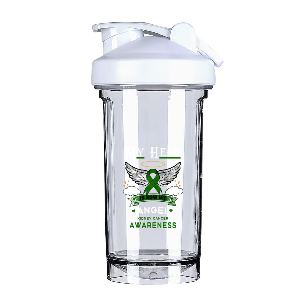 My Hero Is Now My Angel Liver Cancer Awareness 18 Ounce Shaker Bottle Drink Mixer Leak-proof Pre Workout Protein Shakes Meal Replacement Shakes Bottles 500ML/18 Oz White&-ds5-2-2