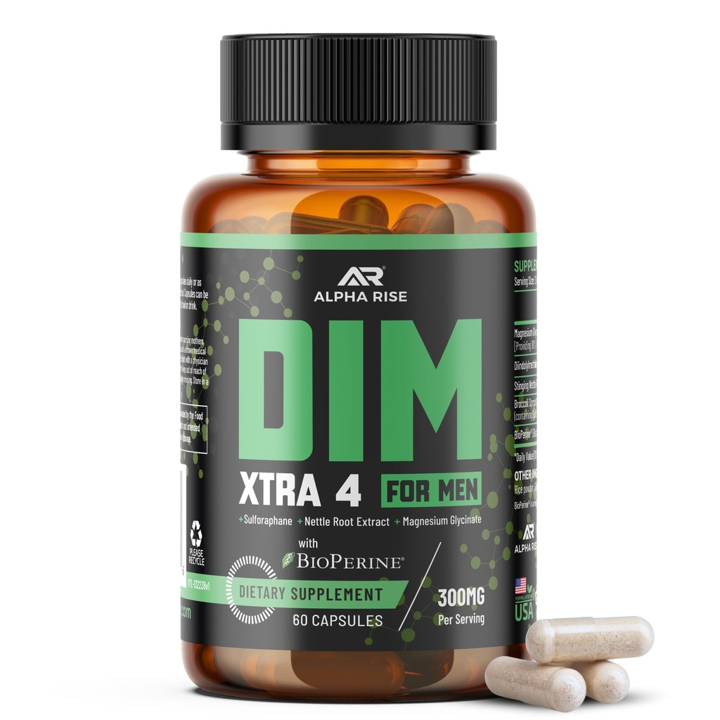 Premium DIM Supplement for Men | Estrogen Blocker & Aromatase Inhibitor | Diindolylmethane, Nettle Root Extract, Magnezyum Glycinate & Sulforaphane | Hormon Denge & Canlı Koruma | 60 Capsules