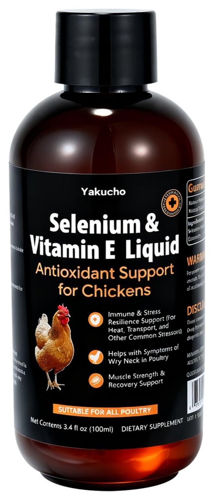 E and S Poultry Vitality Formula | Selenium for Chickens and All Poultry | Nutrient Support Liquid for Energy Balance and Mobility | Feed Mix Additive for Healthy Growth