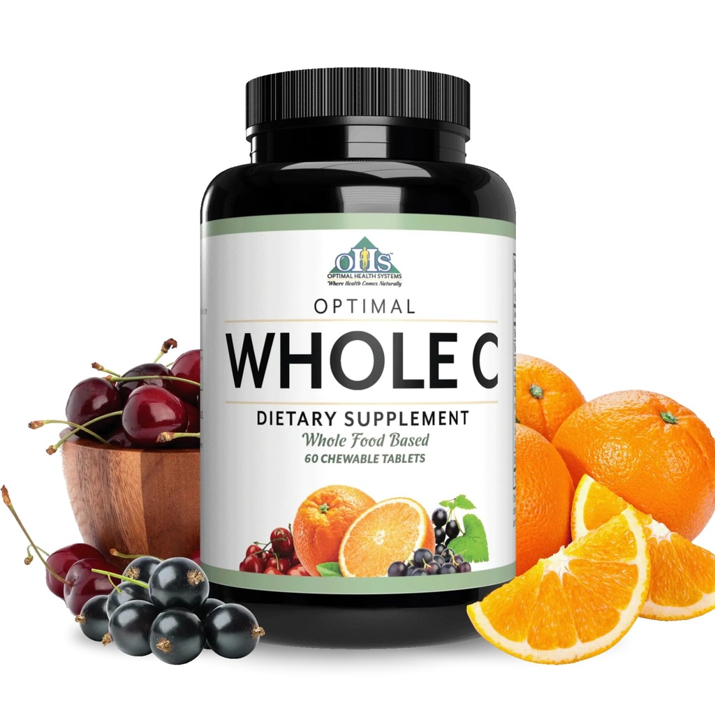 Optimal Sağlık Sistemleri Tüm C Chewable | Potent Vitamin C Tüm Gıdalardan | Acerola Cherry, Orange Fruit, & Black Currant + Bioflavenoids | 60 Tabletler